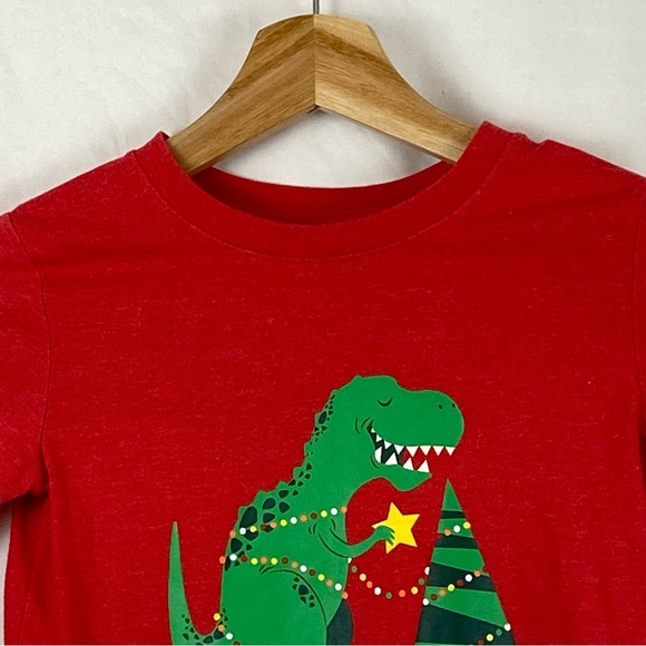 Cat & Jack Long Sleeve Red Dinosaur Christmas Kids Shirt Size 5T - Picture 16 of 16